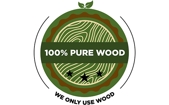 100% Pure Wood label